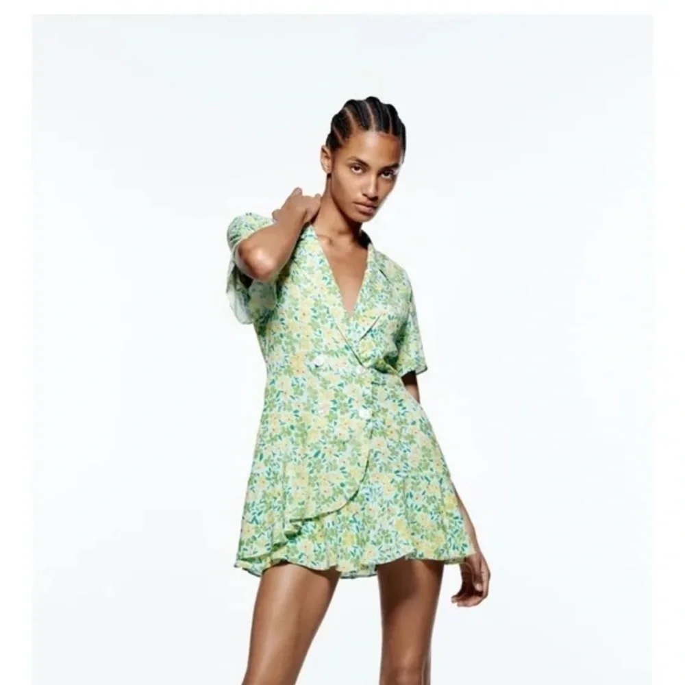 Zara Floral Button Collar Dress Skort Mini Spring Summer Small NWT